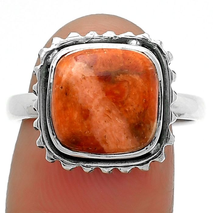 Natural Red Sponge Coral Ring size-8.5 SDR162161 R-1192, 11x11 mm