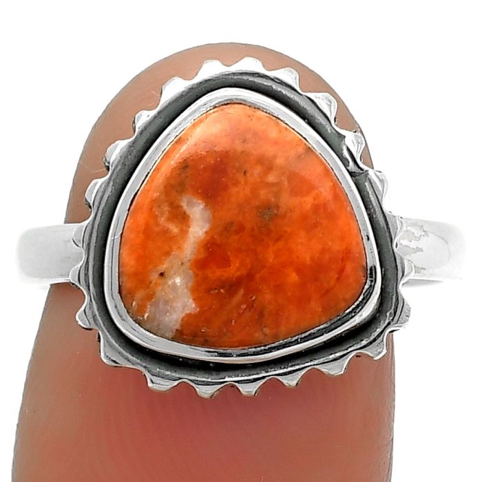 Natural Red Sponge Coral Ring size-8.5 SDR162169 R-1192, 11x11 mm