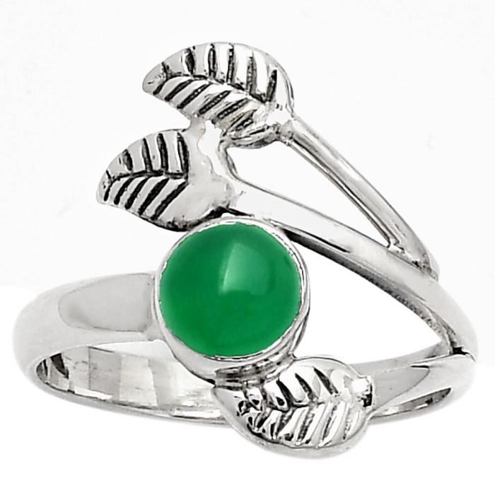 Natural Green Onyx Ring size-7.5 SDR162348 R-1251, 6x6 mm