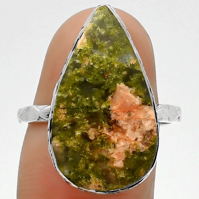 Natural Unakite Ring size-8 SDR162454 R-1191, 13x22 mm