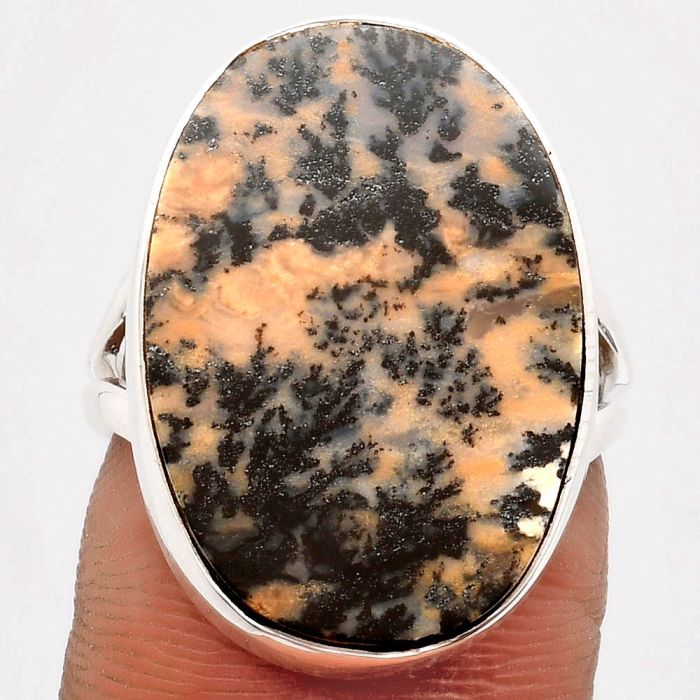 Natural Russian Honey Dendrite Opal Ring size-7 SDR162967 R-1002, 15x22 mm