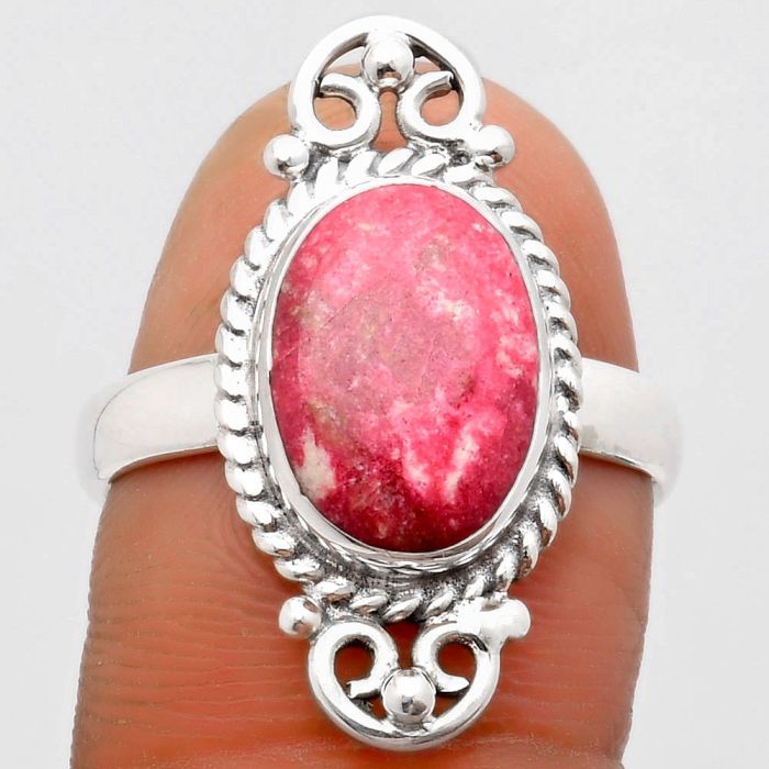 Natural Pink Thulite - Norway Ring size-8.5 SDR163161 R-1500, 9x12 mm