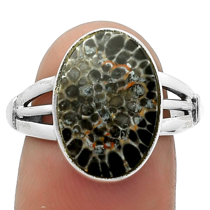 Natural Stingray Coral Ring size-8 SDR163275 R-1535, 11x15 mm