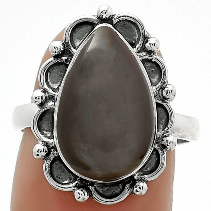Natural Gray Moonstone Ring size-8 SDR163377 R-1092, 10x16 mm
