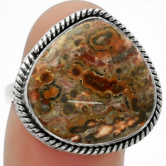 Natural Leopard Skin Jasper Ring size-8 SDR163404 R-1009, 17x18 mm