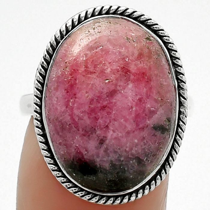 Natural Rhodonite Ring size-8 SDR163412 R-1009, 14x19 mm