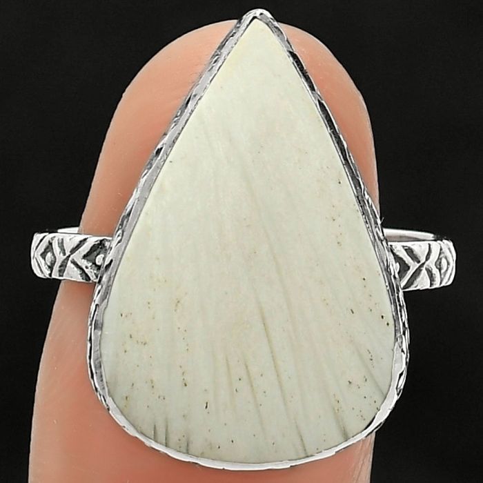 Natural White Scolecite Ring size-9 SDR163545 R-1191, 14x21 mm