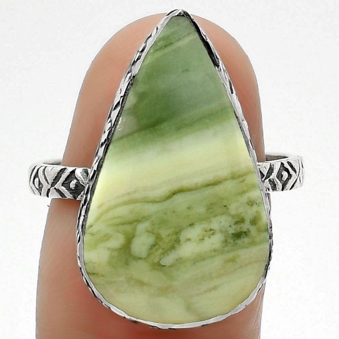 Natural Serpentine Ring size-9 SDR163565 R-1191, 14x23 mm