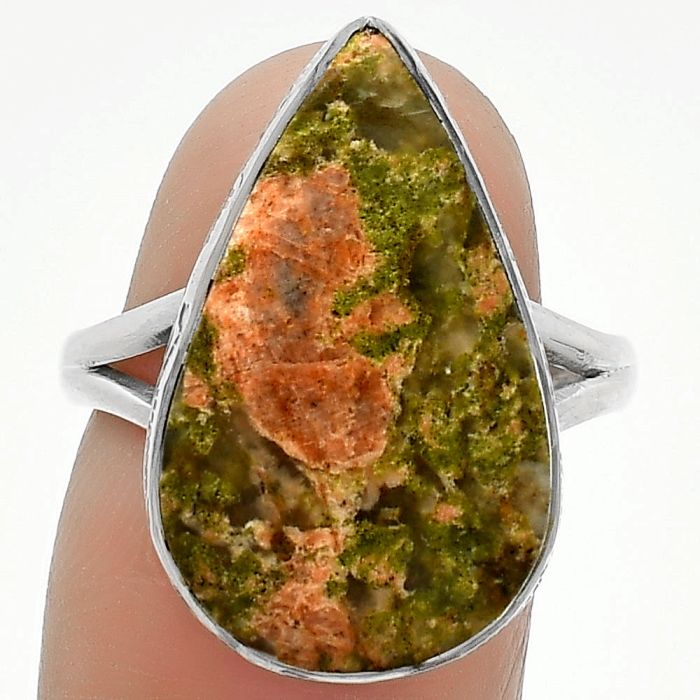 Natural Unakite Ring size-8 SDR163968 R-1191, 14x22 mm