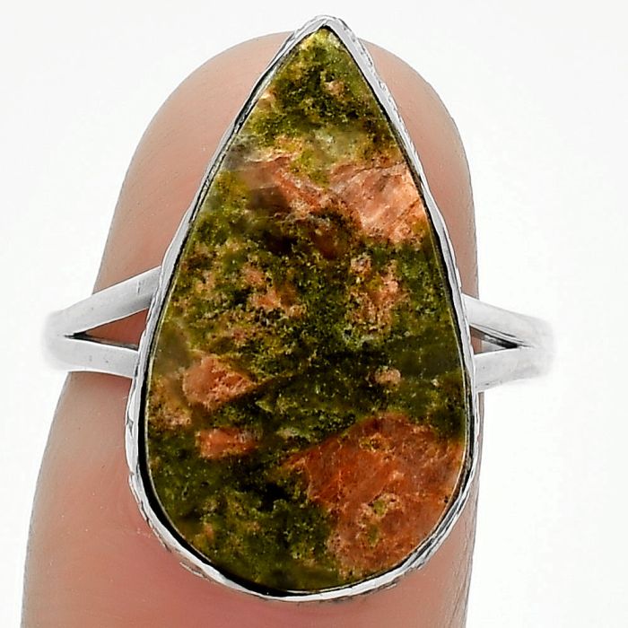 Natural Unakite Ring size-8 SDR163989 R-1191, 12x21 mm