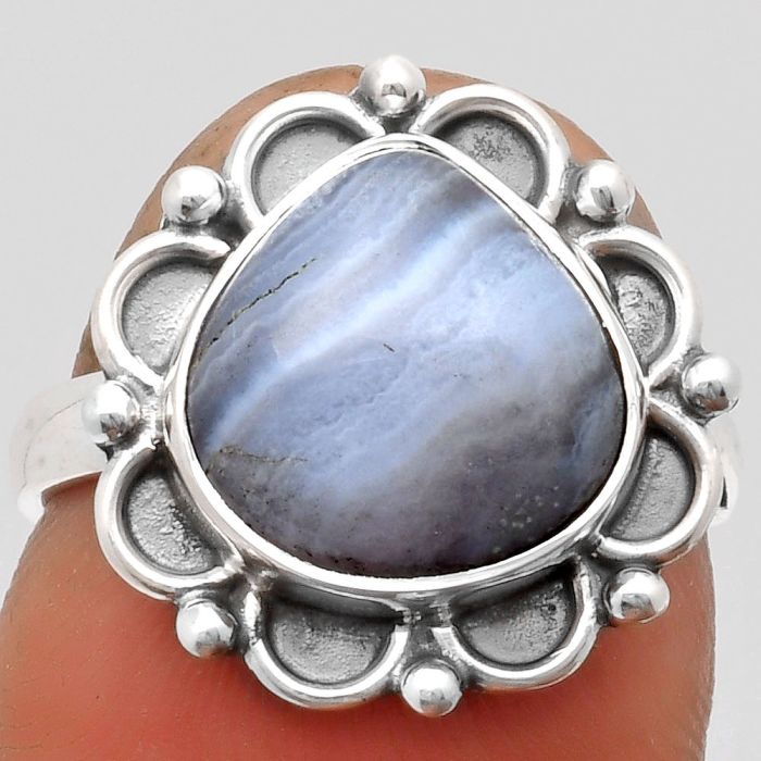 Natural Blue Lace Agate - South Africa Ring size-7 SDR164043 R-1092, 11x11 mm