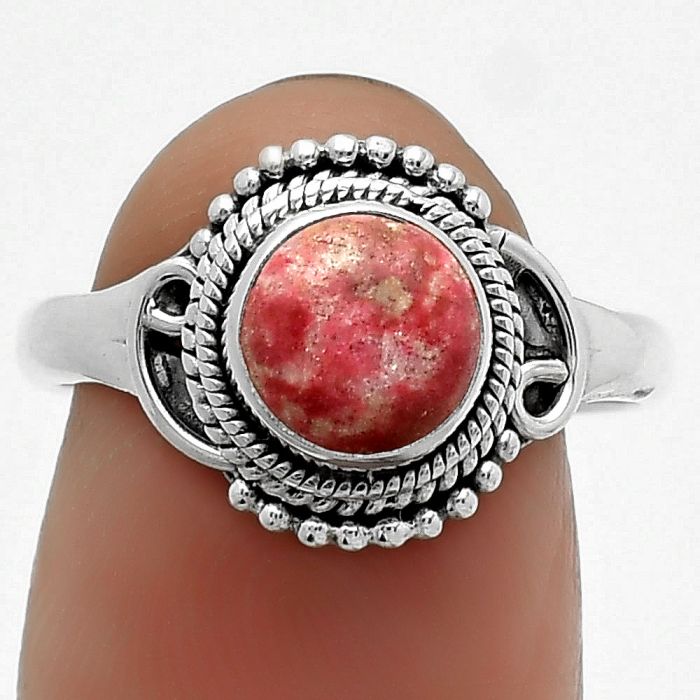 Natural Pink Thulite - Norway Ring size-8 SDR164215 R-1416, 7x7 mm