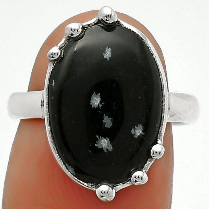 Natural Snow Flake Obsidian Ring size-7.5 SDR164662 R-1506, 12x16 mm
