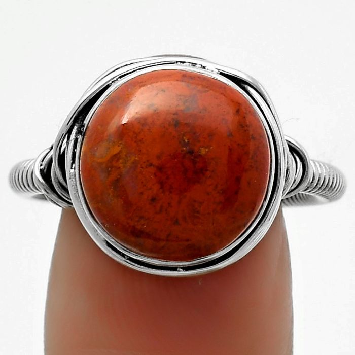 Natural Red Moss Agate Ring size-9 SDR164741 R-1415, 13x13 mm