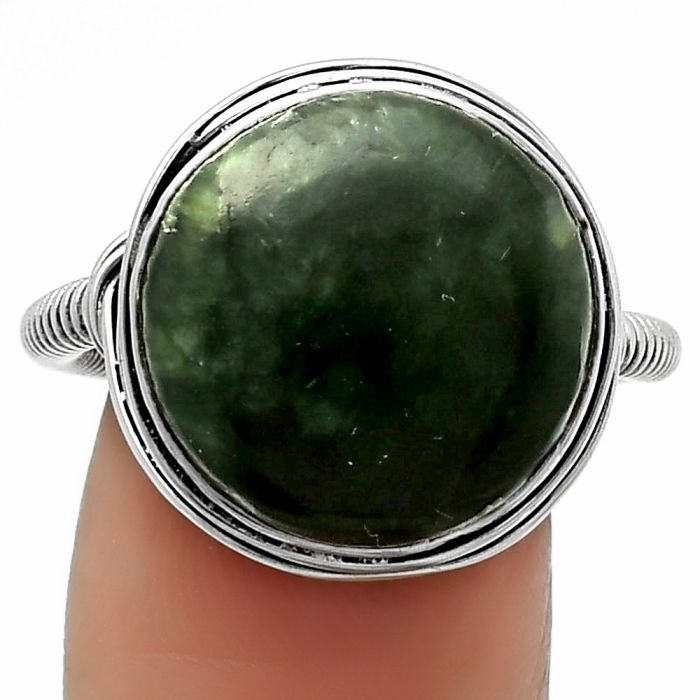Natural Russian Seraphinite Ring size-8.5 SDR164762 R-1415, 15x15 mm