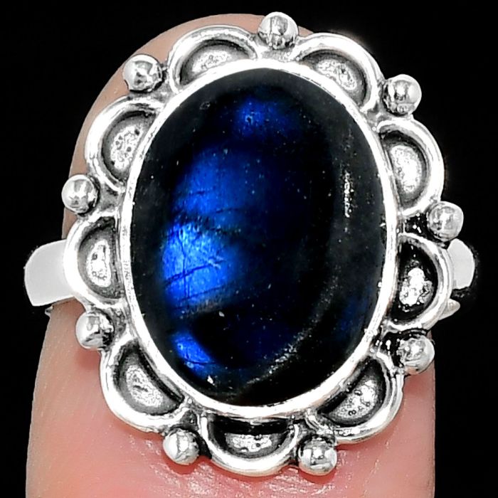 Blue Fire Labradorite - Madagascar Ring size-7.5 SDR165554 R-1092, 11x14 mm