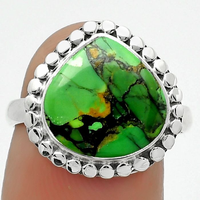 Natural Green Matrix Turquoise Ring size-8 SDR165626 R-1071, 12x12 mm