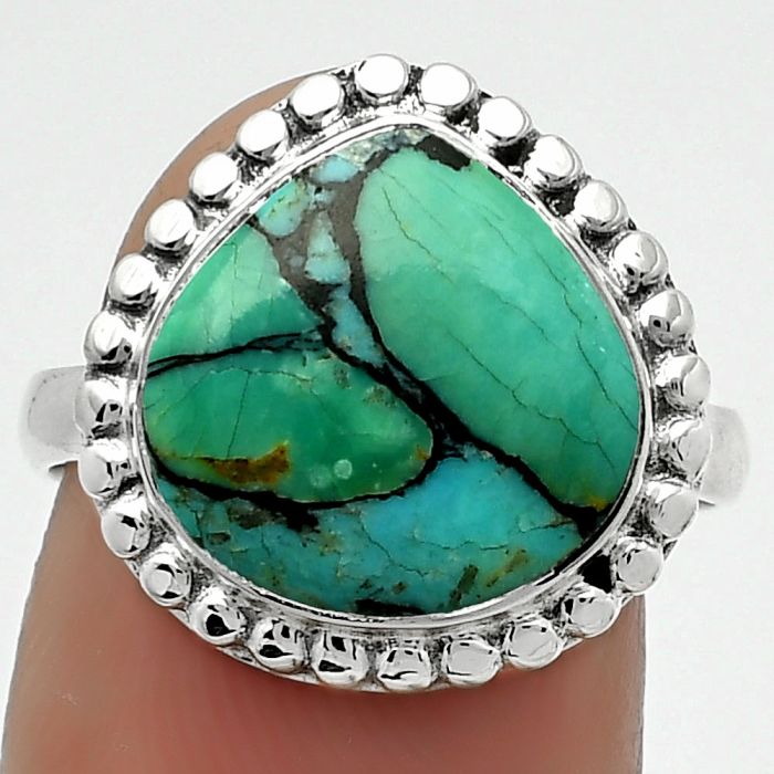 Natural Lucky Charm Tibetan Turquoise Ring size-8 SDR165642 R-1071, 13x13 mm