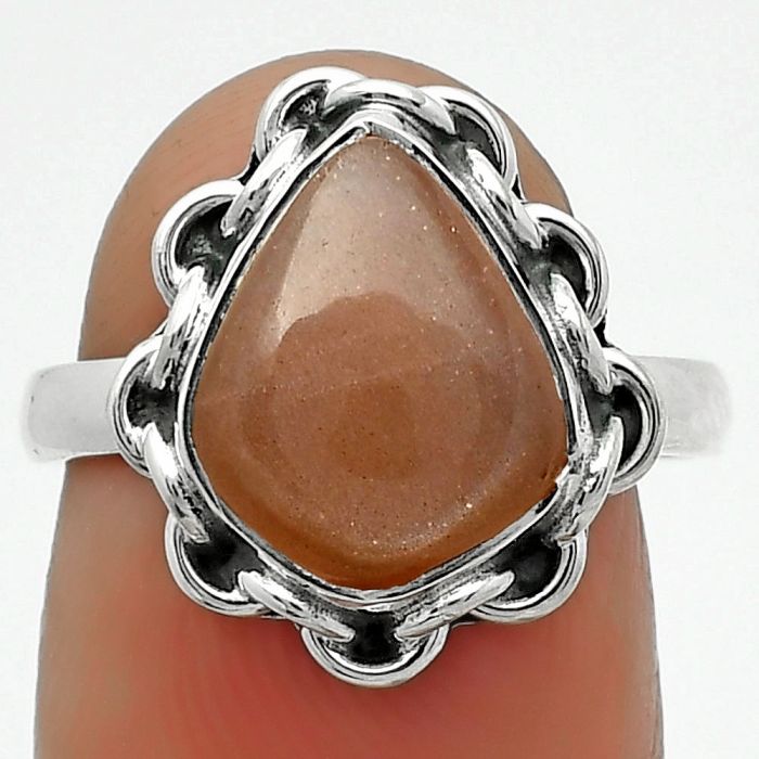 Natural Sunstone - Namibia Ring size-7.5 SDR165661 R-1093, 10x12 mm