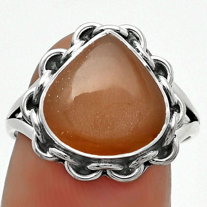 Natural Sunstone - Namibia Ring size-7.5 SDR165667 R-1093, 12x12 mm