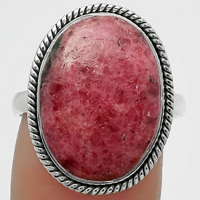 Natural Rhodonite Ring size-8.5 SDR165722 R-1009, 13x18 mm
