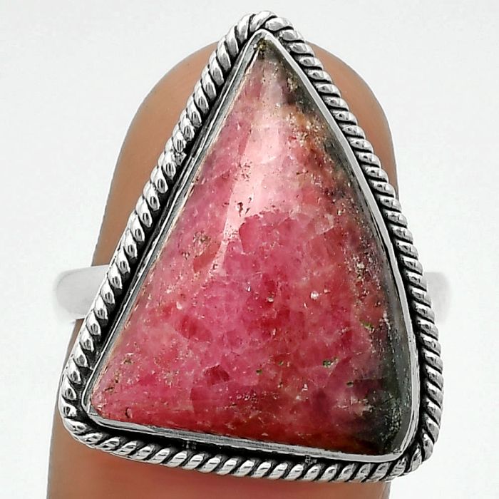 Natural Rhodonite Ring size-8.5 SDR165743 R-1009, 15x19 mm