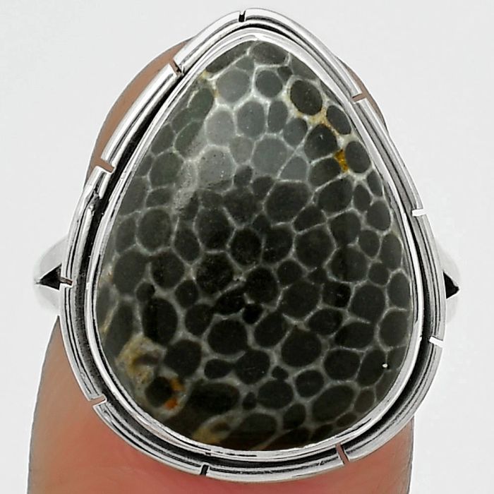 Natural Stingray Coral Ring size-7.5 SDR165817 R-1012, 14x18 mm
