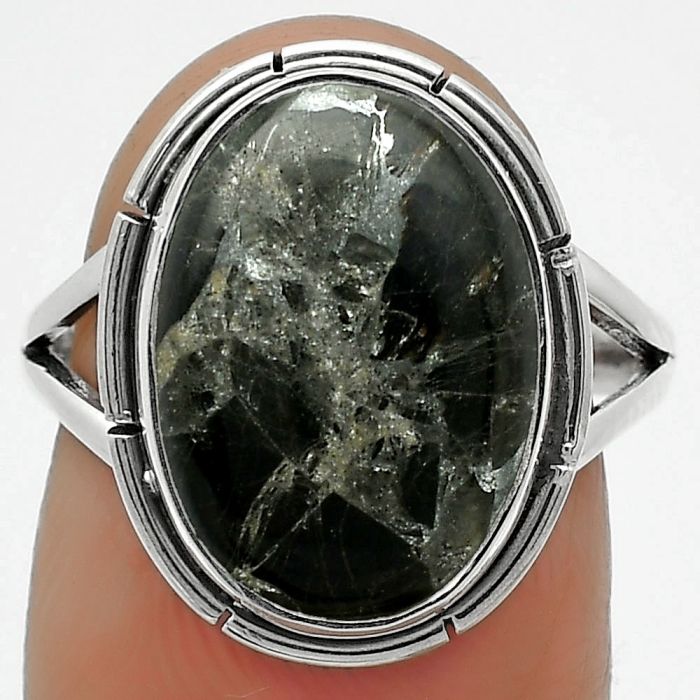 Natural Obsidian And Zinc Ring size-7.5 SDR165824 R-1012, 11x15 mm