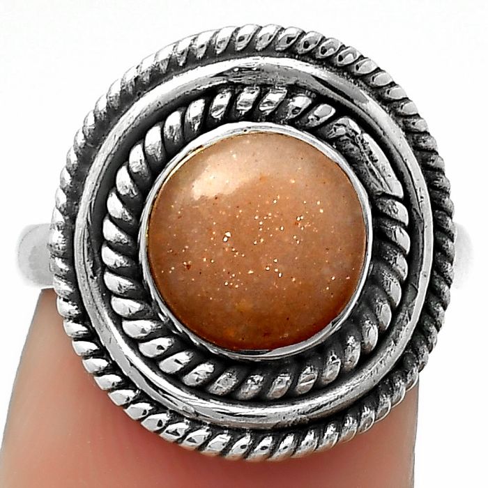 Natural Sunstone - Namibia Ring size-7 SDR166187 R-1097, 9x9 mm
