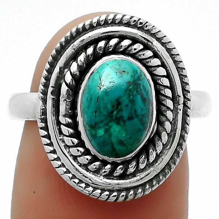 Natural Azurite Chrysocolla Ring size-8 SDR166193 R-1097, 7x9 mm