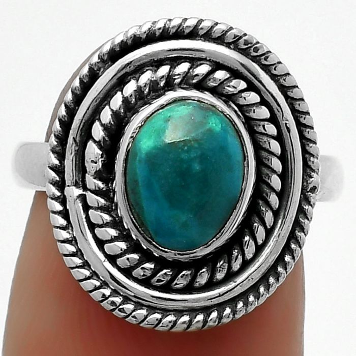 Natural Azurite Chrysocolla Ring size-7 SDR166215 R-1097, 7x9 mm