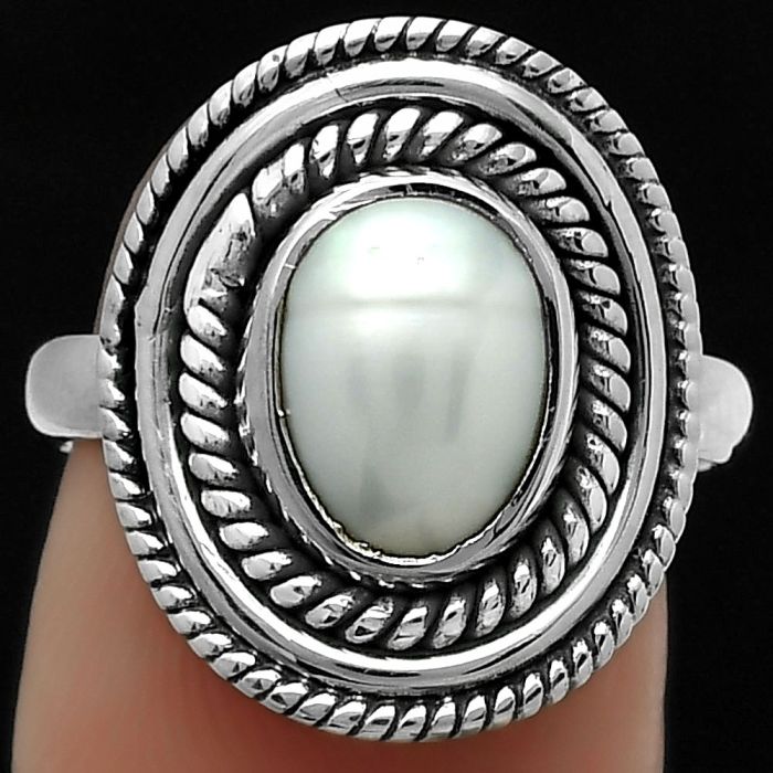 Natural Fresh Water Pearl Ring size-7.5 SDR166234 R-1097, 8x10 mm