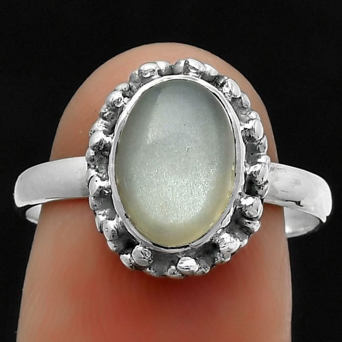 Natural Srilankan Moonstone Ring size-8.5 SDR166291 R-1096, 7x10 mm
