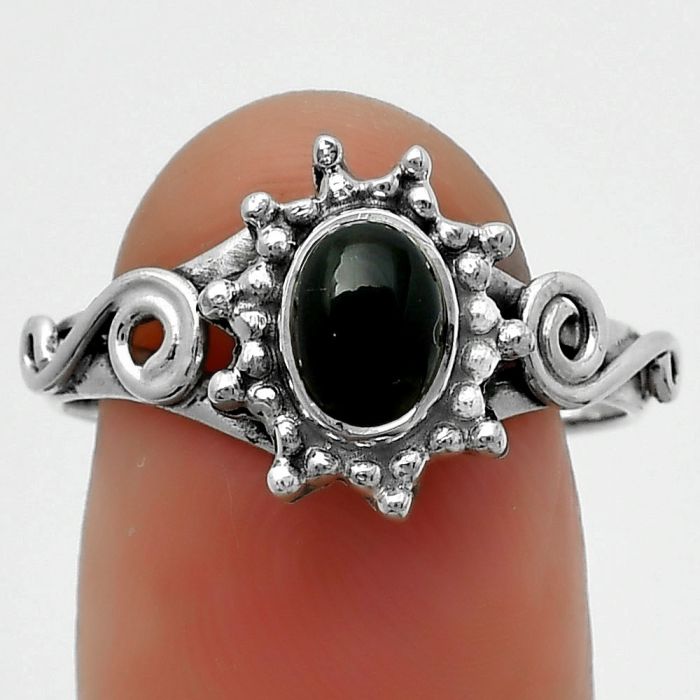 Natural Black Onyx - Brazil Ring size-8.5 SDR166358 R-1099, 5x7 mm