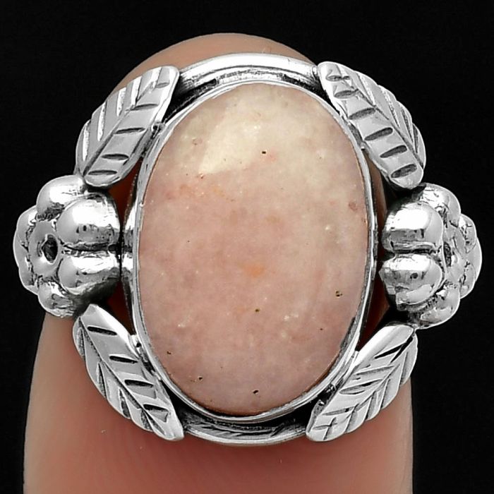 Southwest Design - Pink Scolecite Ring size-8 SDR166497 R-1352, 10x14 mm