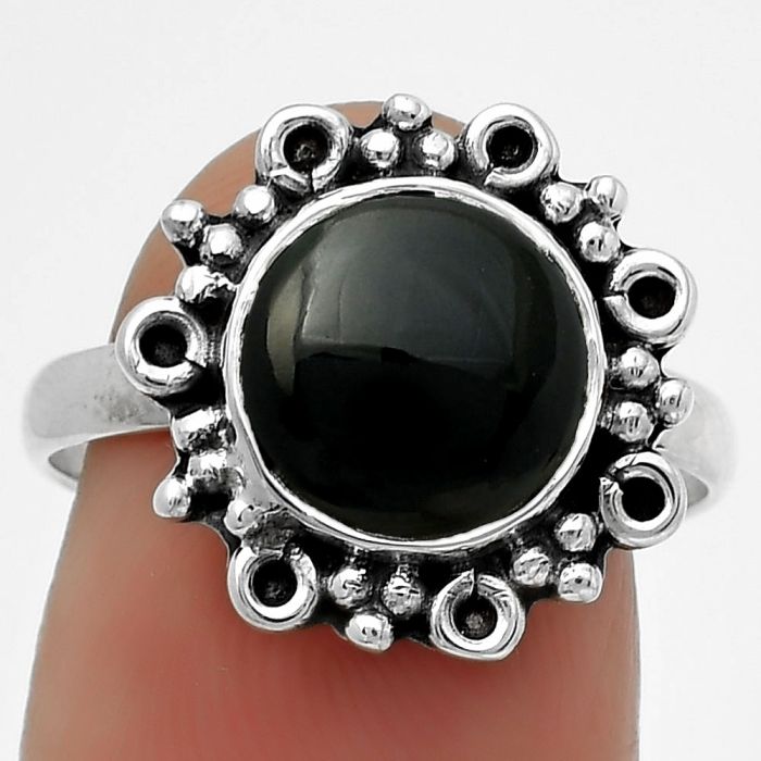 Natural Black Onyx - Brazil Ring size-8 SDR166618 R-1100, 10x10 mm
