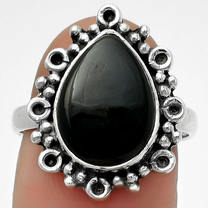 Natural Black Onyx - Brazil Ring size-7.5 SDR166631 R-1100, 10x14 mm