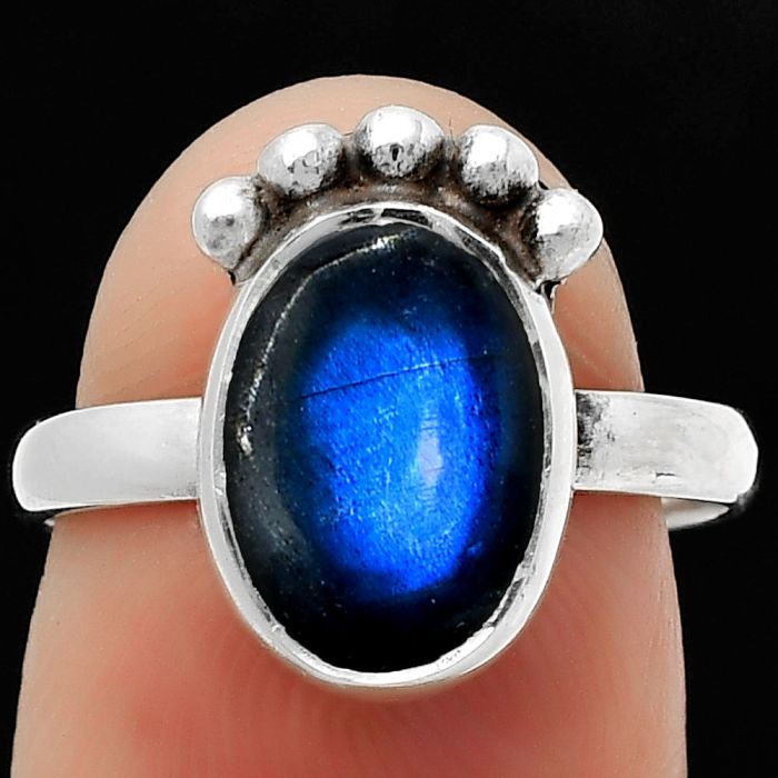 Blue Fire Labradorite - Madagascar Ring size-7 SDR166791 R-1222, 8x11 mm