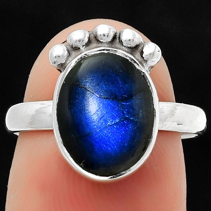 Blue Fire Labradorite - Madagascar Ring size-7 SDR166796 R-1222, 9x12 mm