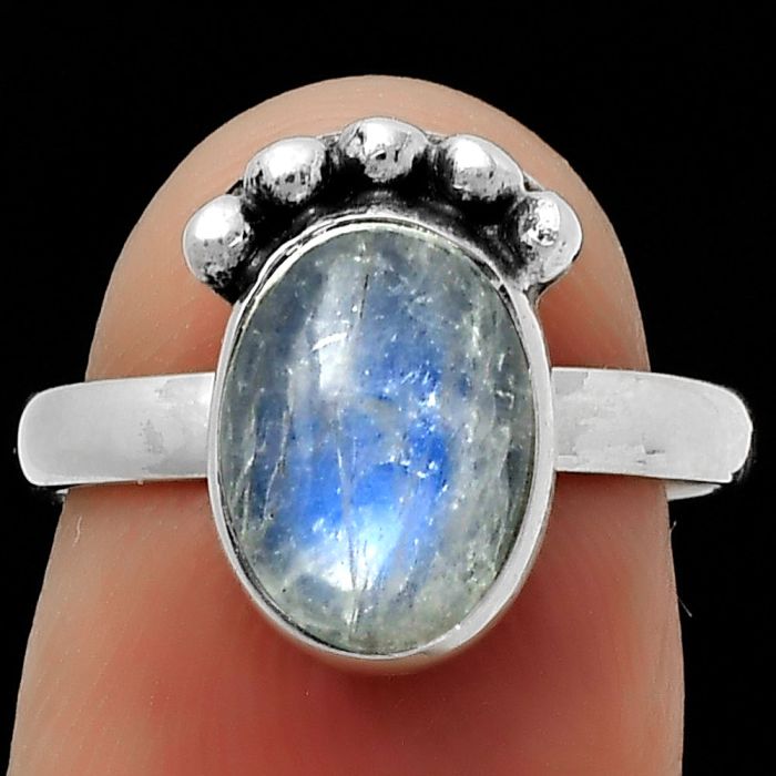 Natural Rainbow Moonstone - India Ring size-7 SDR166818 R-1222, 8x11 mm