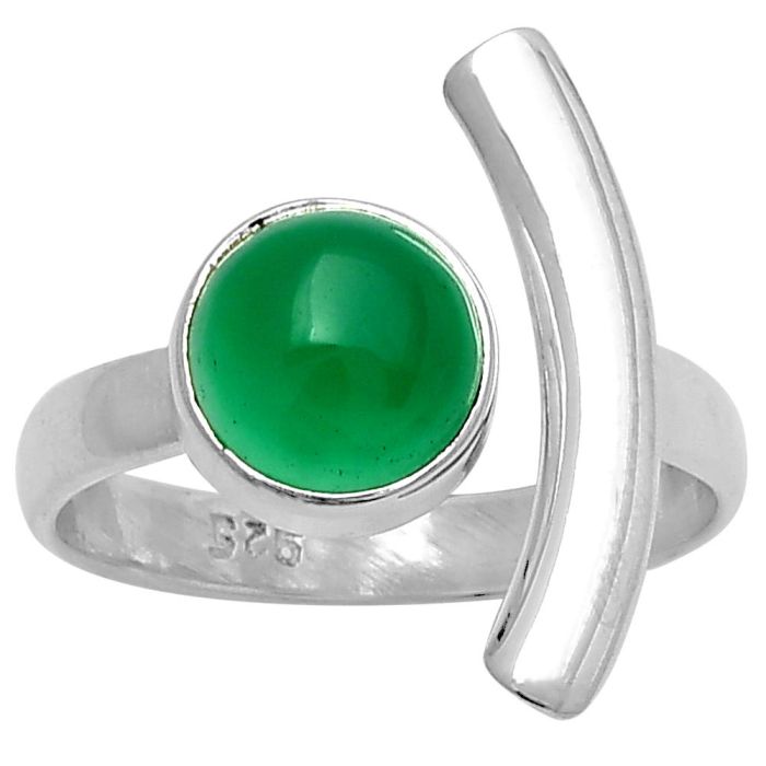 Natural Green Onyx Ring size-7.5 SDR167210 R-1457, 8x8 mm