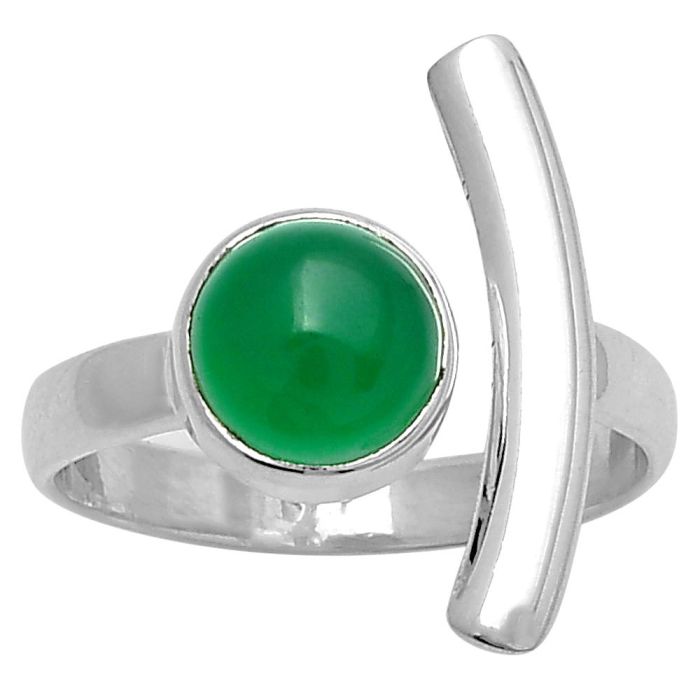 Natural Green Onyx Ring size-8 SDR167221 R-1457, 8x8 mm