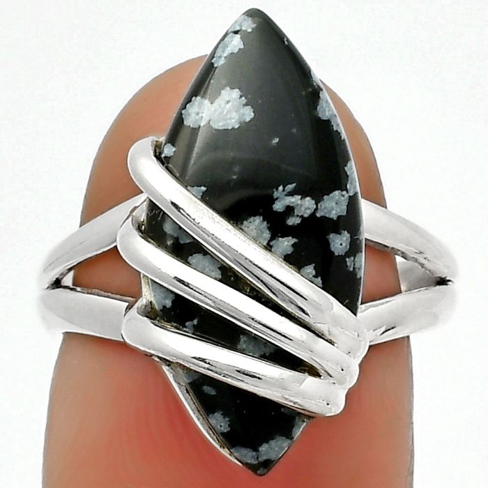 Natural Snow Flake Obsidian Ring size-7 SDR167515 R-1444, 10x21 mm