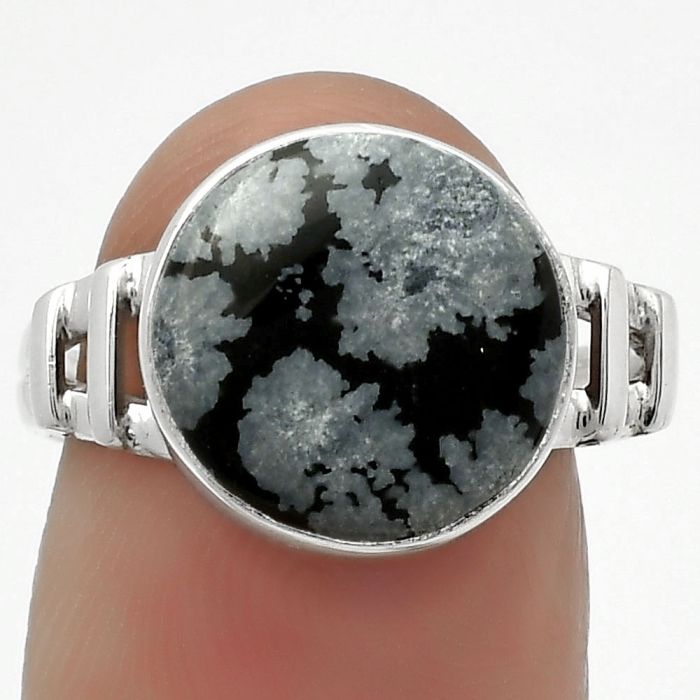Natural Snow Flake Obsidian Ring size-8 SDR167622 R-1545, 12x12 mm