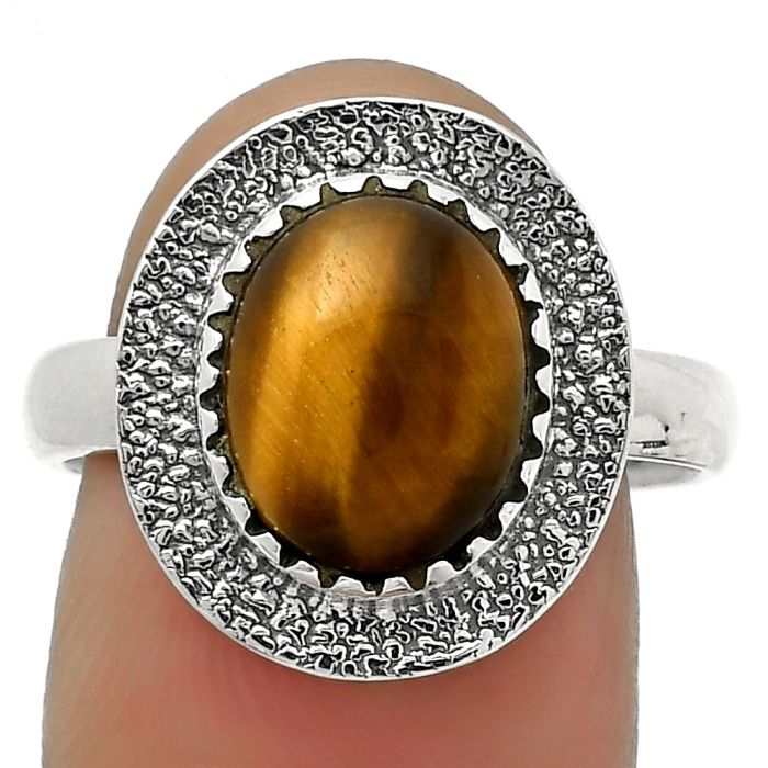Natural Tiger Eye - Africa Ring size-8.5 SDR167928 R-1649, 9x11 mm
