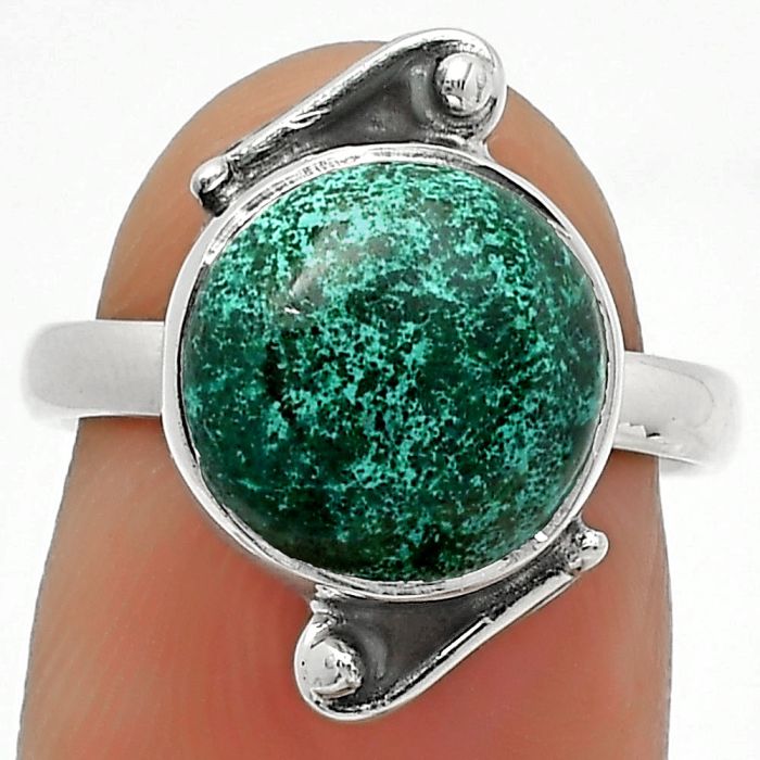 Natural Azurite Chrysocolla Ring size-7 SDR168109 R-1188, 11x11 mm