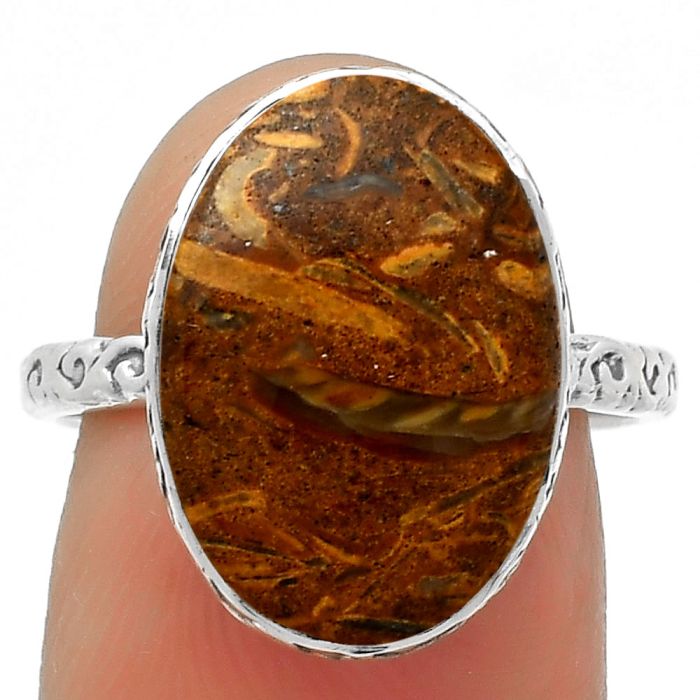 Coquina Fossil Jasper - India Ring size-7.5 SDR168133 R-1191, 12x17 mm