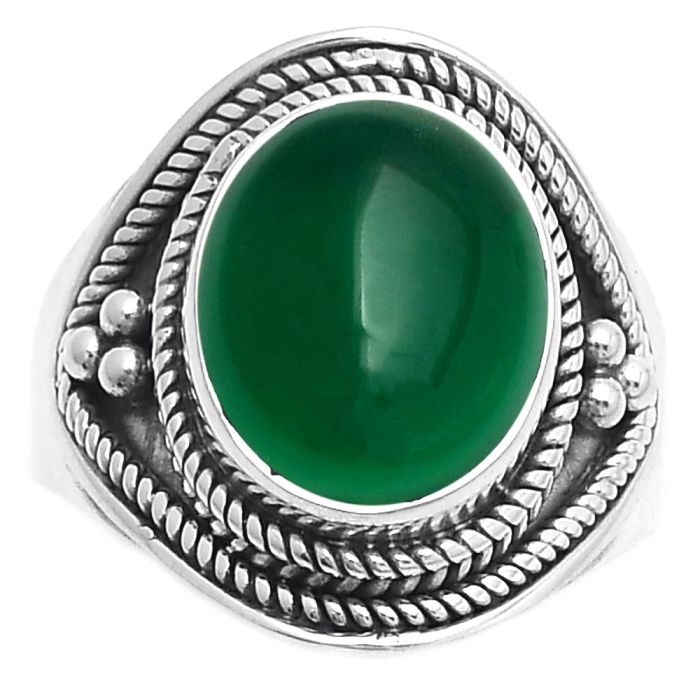 Natural Green Onyx Ring size-7.5 SDR168204 R-1312, 10x12 mm