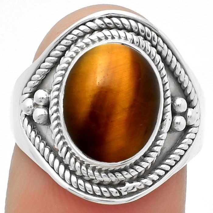 Natural Tiger Eye - Africa Ring size-8 SDR168206 R-1312, 9x11 mm