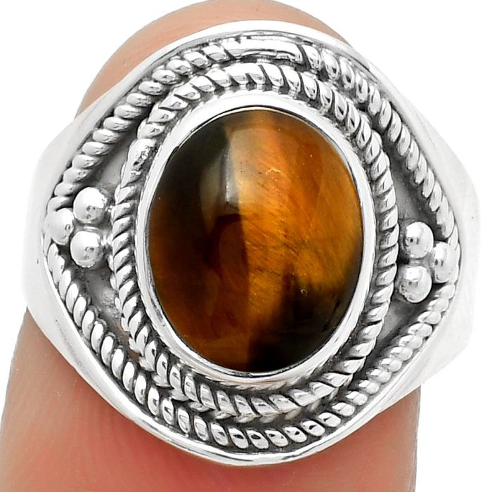 Natural Tiger Eye - Africa Ring size-7.5 SDR168229 R-1312, 8x10 mm
